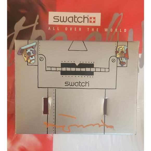 Swatch Watch ROBOBOY GR135PACK Steve Guarnaccia Box HAND SIGNED AUTOGRAPH NOS - Picture 6 of 14